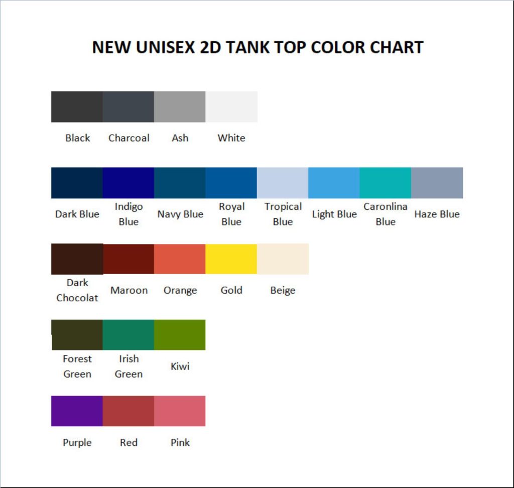 tank top color chart - Haikyuu Stuff