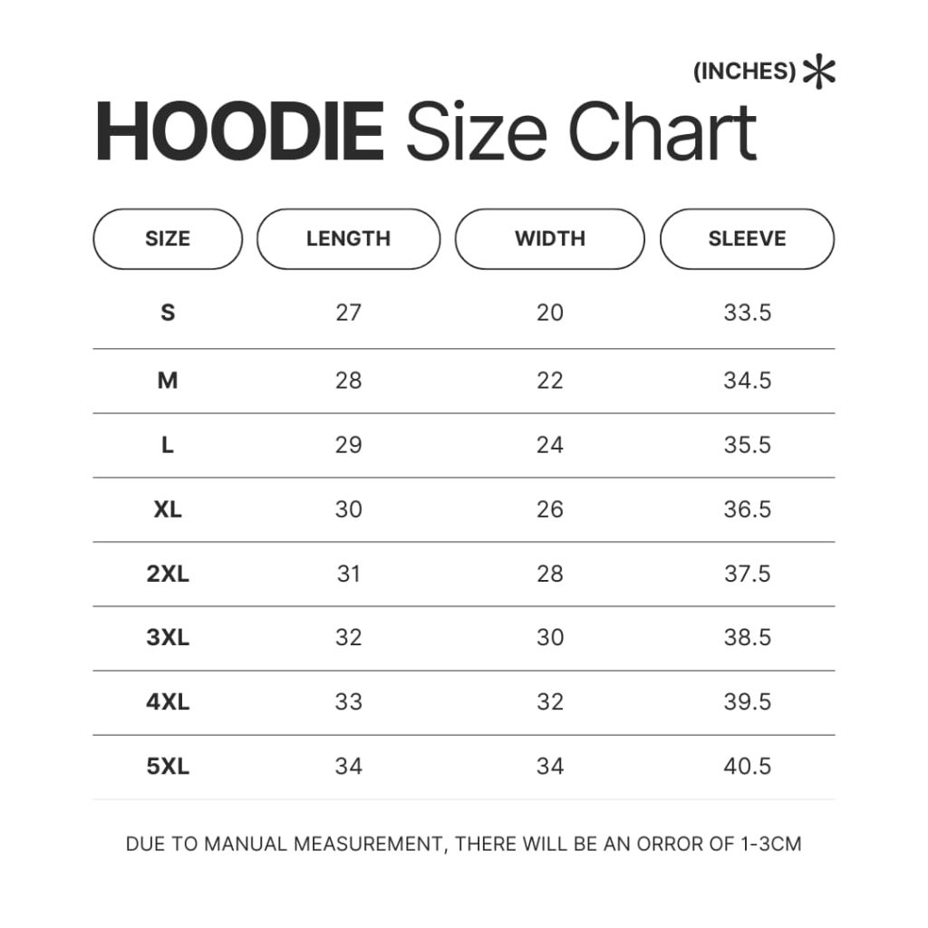 Hoodie Size Chart - Haikyuu Stuff