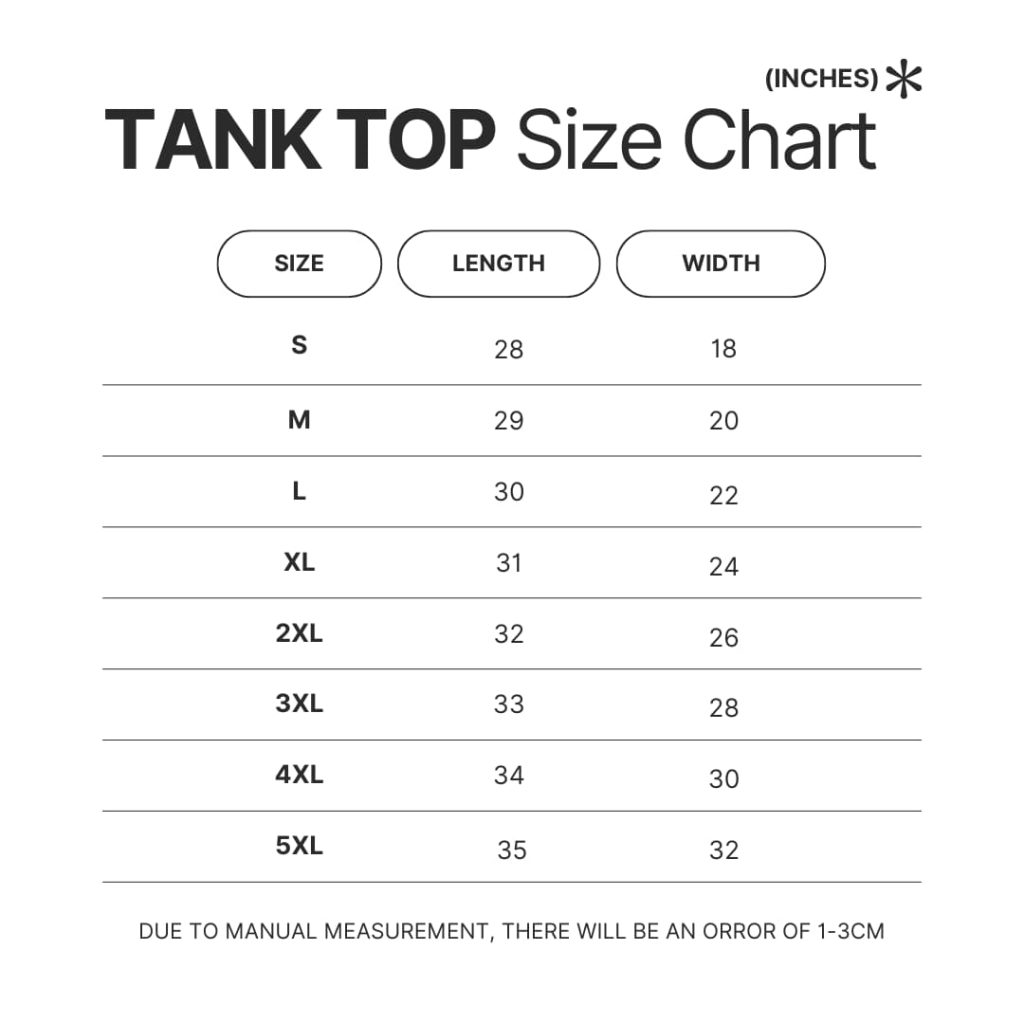 Tank Top Size Chart - Haikyuu Stuff
